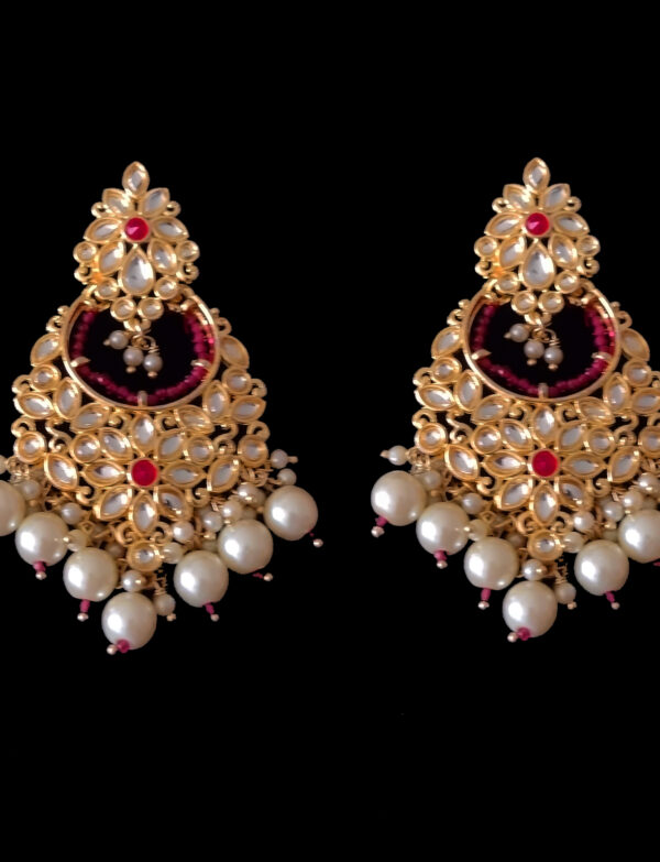 Kundan Earrings white_Red_Pearls