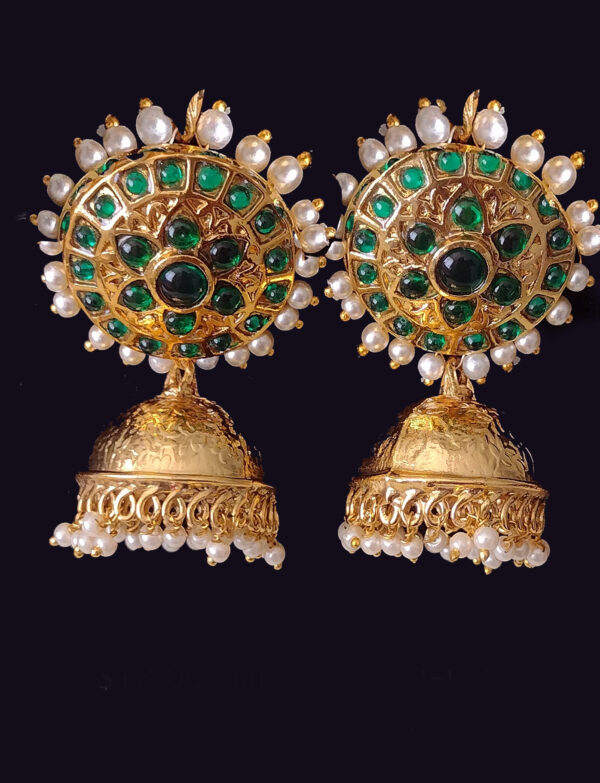 Kundan green earrings