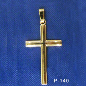 14Karat yellow gold puffed polished Cross pendant