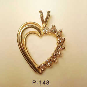 14Karat yellow gold heart shaped pendant with 0.35ct diamonds