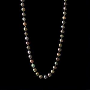 9mm round Freshwater black shiny natural pearl necklace
