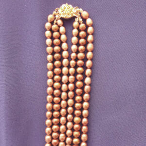 Chocolate color triple strand freshwater pearl necklace 17½”