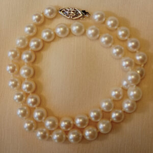7mm round Cultured pearl necklace 15″