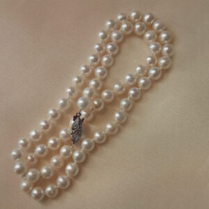 7mm round cultured pearl necklace 18″ long