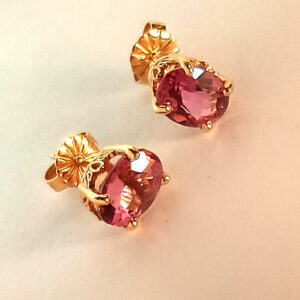 Natural Pink Sapphire oval earrings