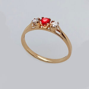 Mexican fire opal and diamond ring