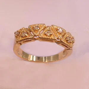 14Karat Solid Yellow Gold Fancy Filigree Diamond Ring