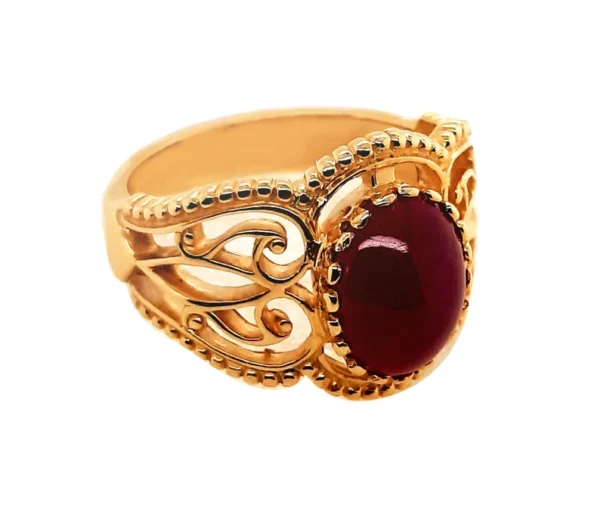 Fine Cabochon Ruby in 14Kt Gold Filigree Ring